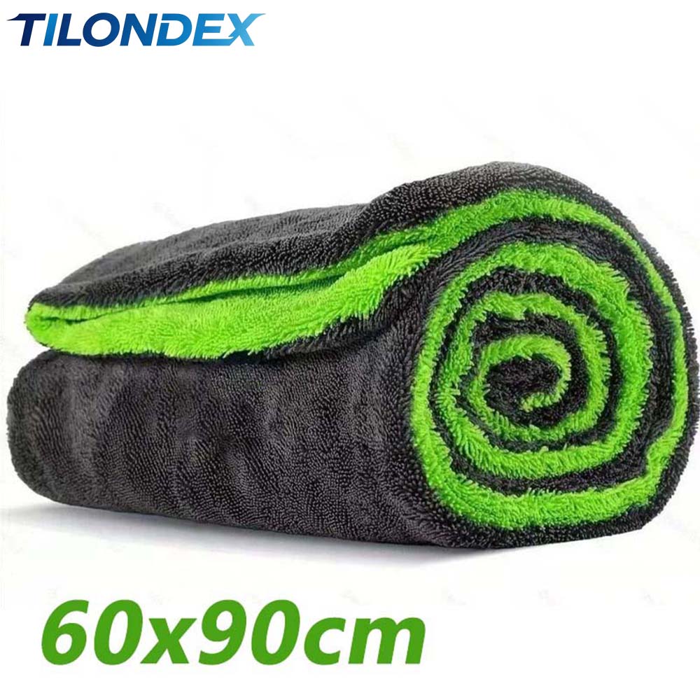 Microfiber Towel Detailing - 1枚入り 1000GSM 両面マイクロファイバー 車用乾燥タオル - 縞模様なし