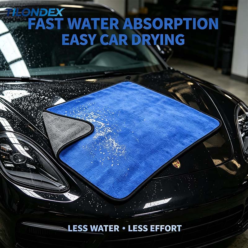 Microfiber Towel Detailing - TILONDEX ブルーマイクロファイバーカーディテイティングタオル 両面使える車用クリーニングクロス 洗車乾燥タオル 柔らかく吸水性があり再利用可能